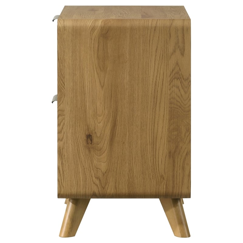 Pemberly Row 2-Drawer Mid-Century Nightstand Bedside Table in Light Oak