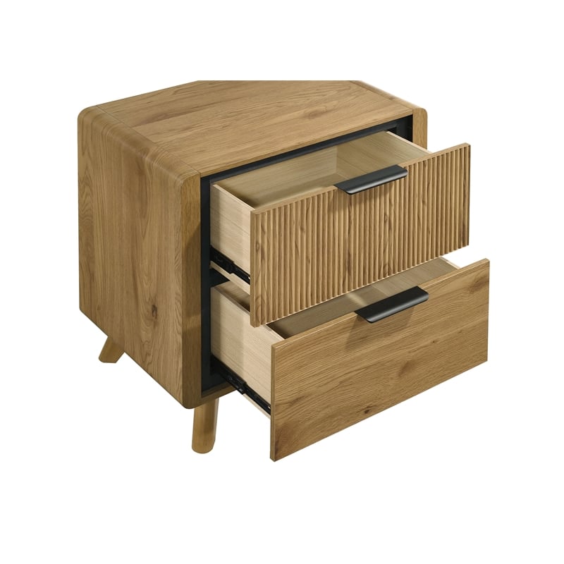Pemberly Row 2-Drawer Mid-Century Nightstand Bedside Table in Light Oak