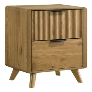 Pemberly Row 2-Drawer Mid-Century Nightstand Bedside Table in Light Oak