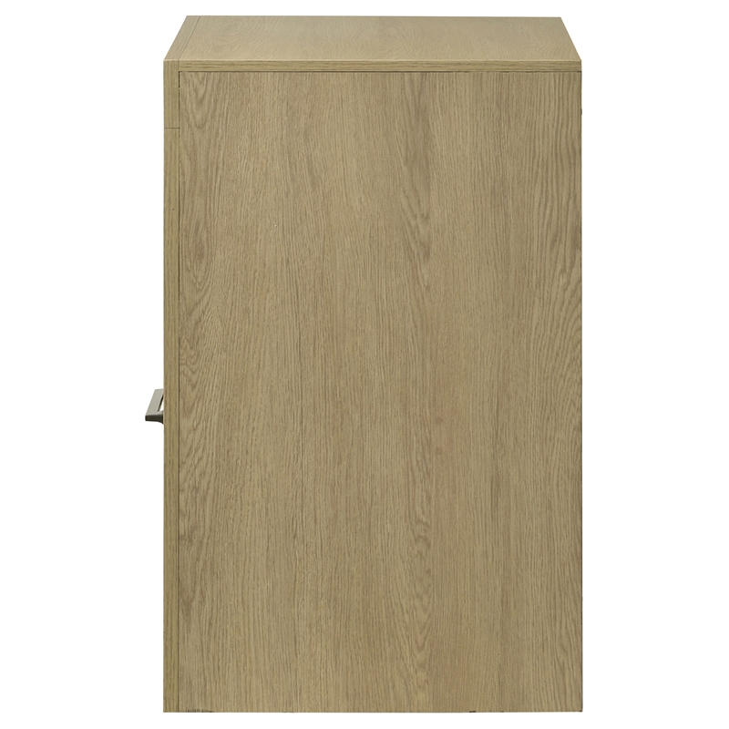 Pemberly Row 1-Drawer Wood Nightstand Bedside Table with Cubby in Light Oak