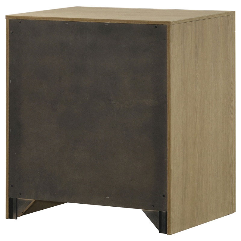 Pemberly Row 1-Drawer Wood Nightstand Bedside Table with Cubby in Light Oak