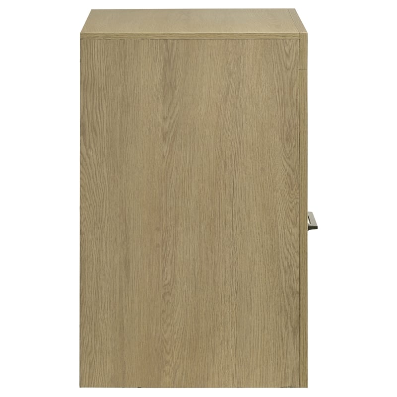 Pemberly Row 1-Drawer Wood Nightstand Bedside Table with Cubby in Light Oak