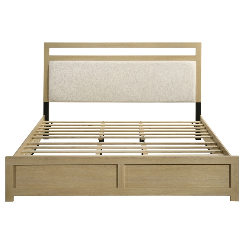 Pemberly Row Transitional Eastern King Wood Platform Bed in Light Oak