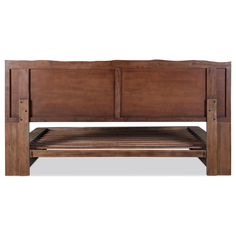 Pemberly Row Rustic Eastern King Wood Platform Bed in Weathered Oak