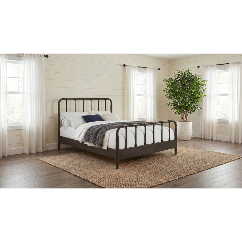 Pemberly Row All Wood Water Pipe Open Frame Full Bed in Dark Bronze