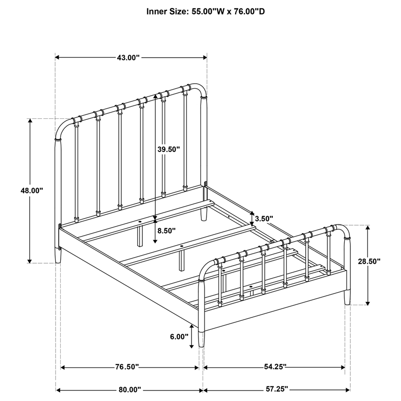Pemberly Row All Wood Water Pipe Open Frame Full Bed in Dark Bronze