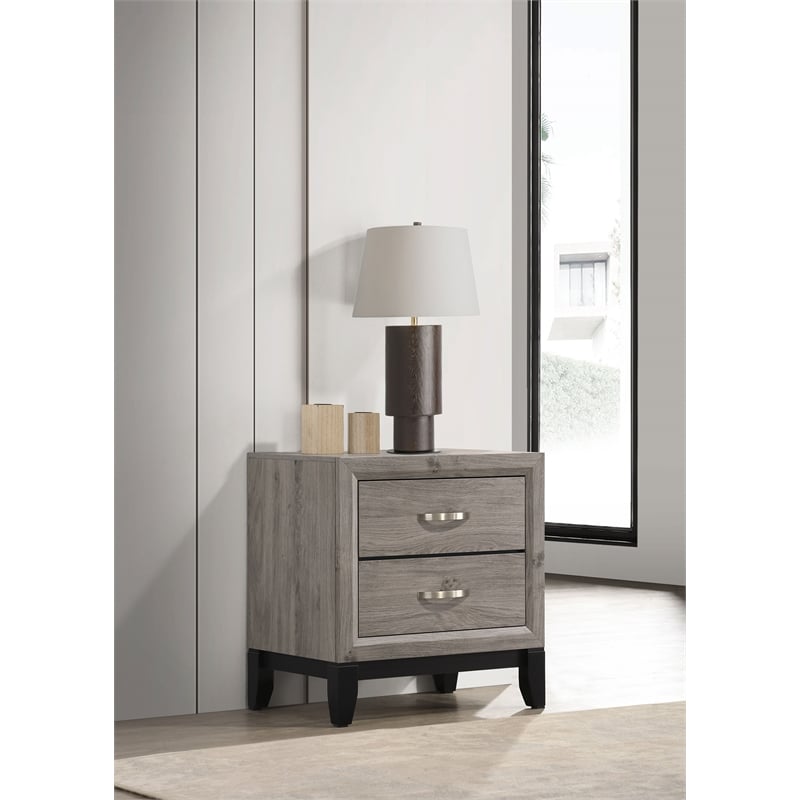 Pemberly Row 2-Drawer Wood Nightstand Bedside Table in Light Taupe