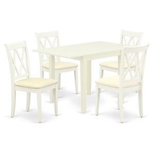 Pemberly Row 5-Piece Dining Table Set with Linen Seat in White