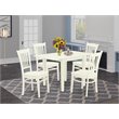 Pemberly Row 5-Piece Wood Dining Set with Slat Back in Linen White