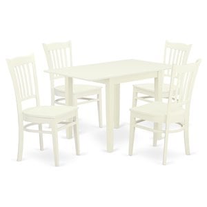 Pemberly Row 5-Piece Wood Dining Set with Slat Back in Linen White