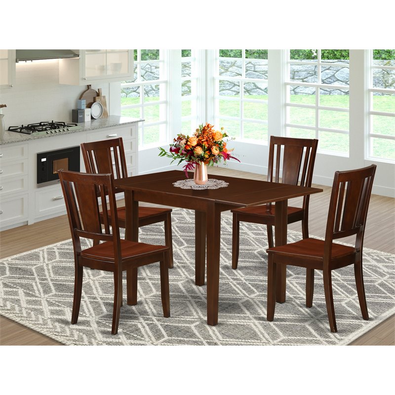 Pemberly Row 5-Piece Wood Dining Table Set in Mahogany Finish