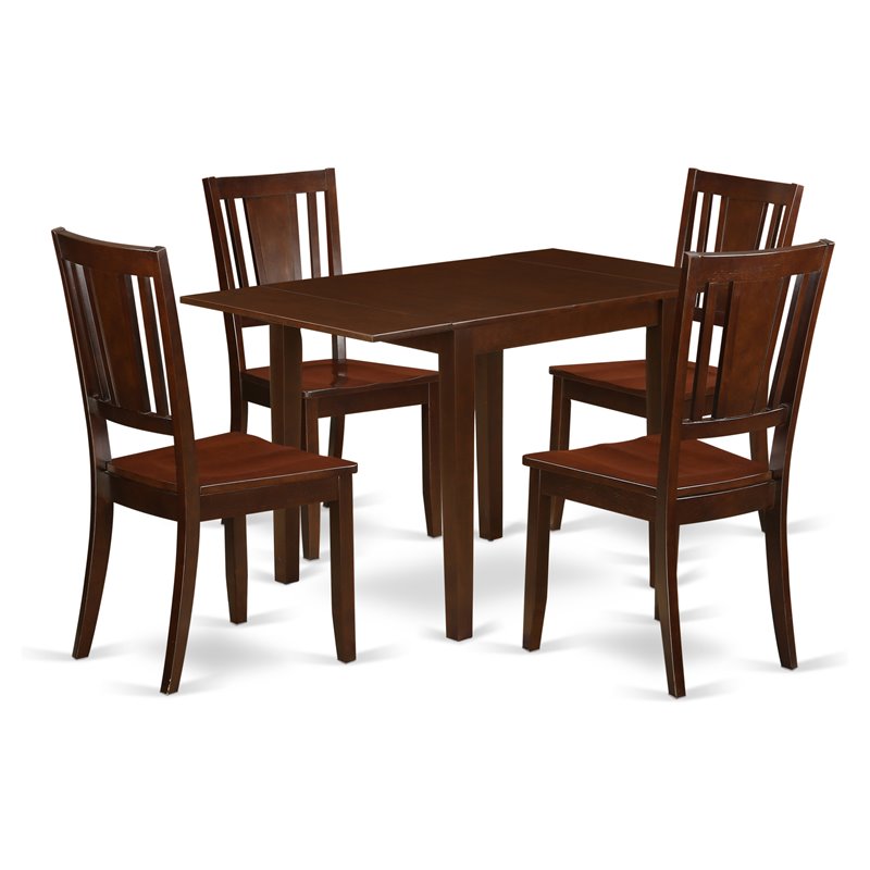 Pemberly Row 5-Piece Wood Dining Table Set in Mahogany Finish