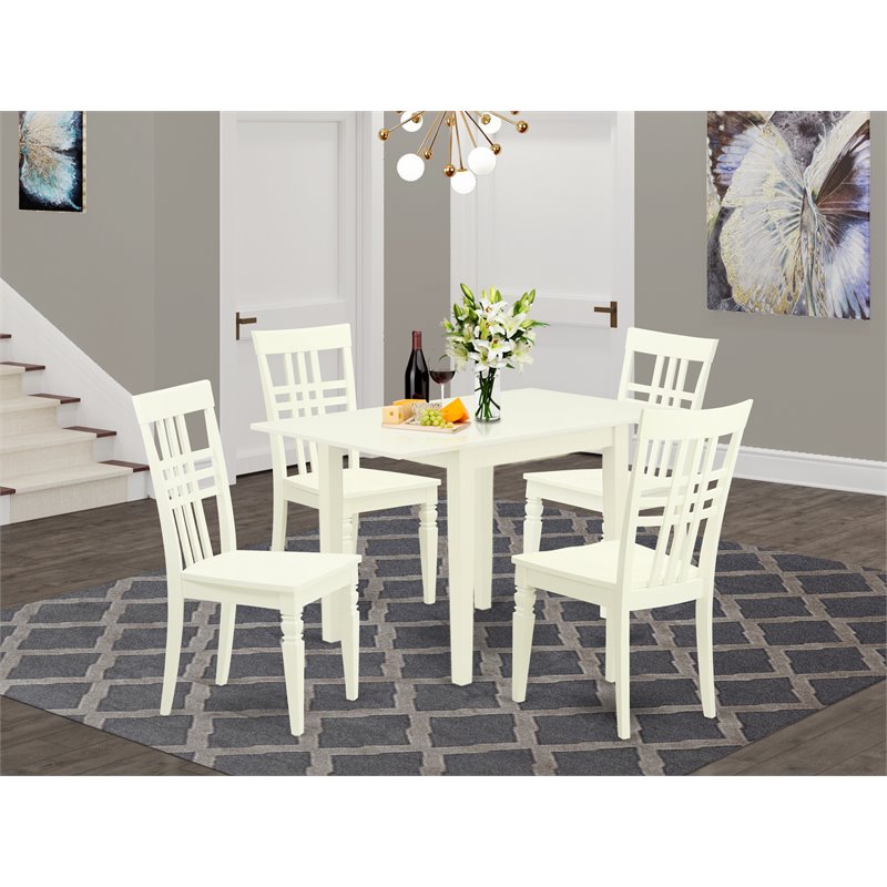 Pemberly Row 5-Piece Wood Dining Set in Linen White Finish