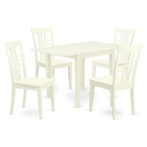 Pemberly Row 5-Piece Wood Dining Set in Linen White Finish