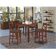 Pemberly Row 5-Piece Dining Table Set in Wood Mahogany Finish
