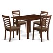 Pemberly Row 5-Piece Dining Table Set in Wood Mahogany Finish