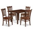 Pemberly Row 5-Piece Wood Dining Set with Slat Back in Mahogany