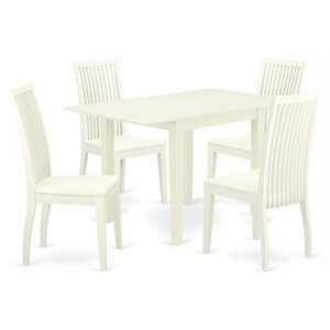 Pemberly Row 5-Piece Kitchen Table Set with Slatted Back Chairs in White