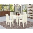 Pemberly Row 5-Piece Dining Set with Linen Fabric Seats in White