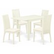 Pemberly Row 5-Piece Dining Set with Linen Fabric Seats in White