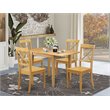 Pemberly Row 5-Piece Dining Set with Wood Table and Chairs in Oak
