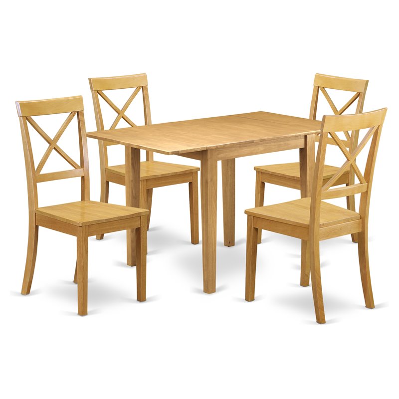 Pemberly Row 5-Piece Dining Set with Wood Table and Chairs in Oak