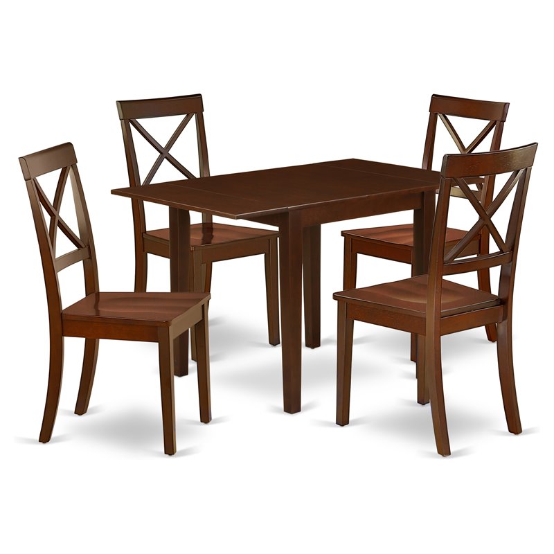 Pemberly Row 5-Piece Traditional Wood Dining Set in Mahogany Finish