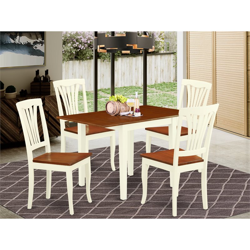 Pemberly Row 5-Piece Wood Kitchen Set in Buttermilk and Cherry Finish