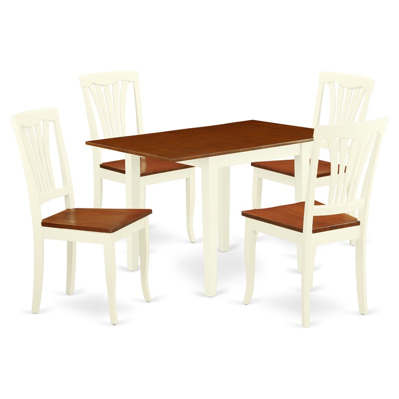 Pemberly Row 5-Piece Wood Kitchen Set in Buttermilk and Cherry Finish