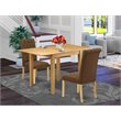 Pemberly Row 3-Piece Wood Dining Set with Oak Table and Brown Chairs