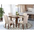 Pemberly Row 5-Piece Wood Dining Set with Rubberwood Table in Mahogany
