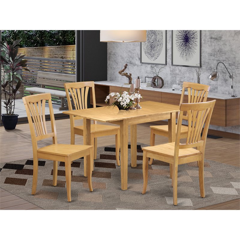 Pemberly Row 5-Pc Dining Table Set with Slatted Oak Chairs