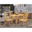 Pemberly Row 5-Pc Dining Table Set with Slatted Oak Chairs