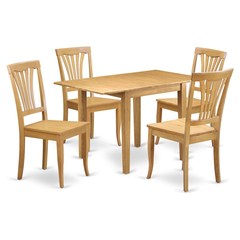 Pemberly Row 5-Pc Dining Table Set with Slatted Oak Chairs