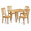 Pemberly Row 5-Pc Dining Table Set with Slatted Oak Chairs