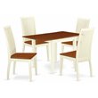 Pemberly Row 5-Pc Dining Set with Slat-Back Chairs in Buttermilk/Cherry