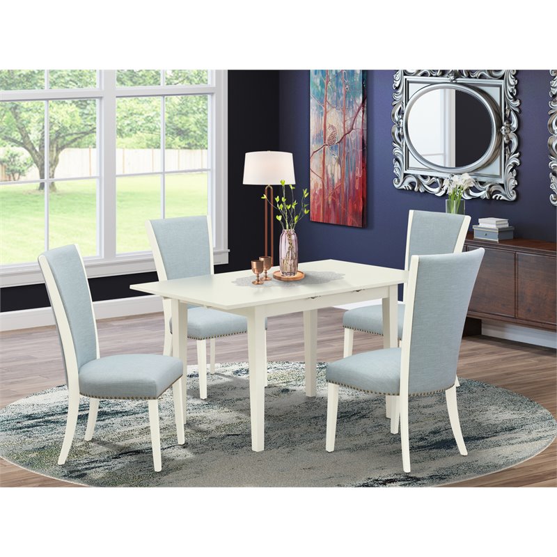 Pemberly Row 5-Pc Wood Dining Set with Linen White Finish