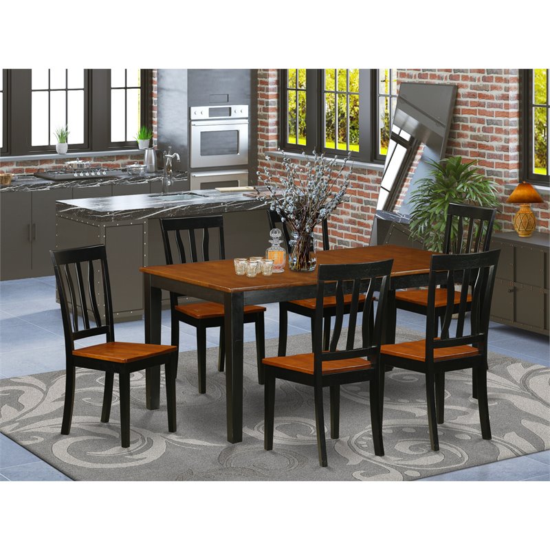 Pemberly Row 7-Piece Wood Dining Set in Black/Cherry Finish