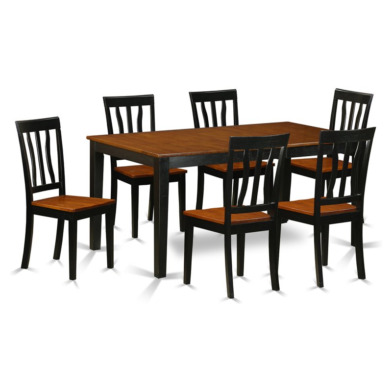 Pemberly Row 7-Piece Wood Dining Set in Black/Cherry Finish