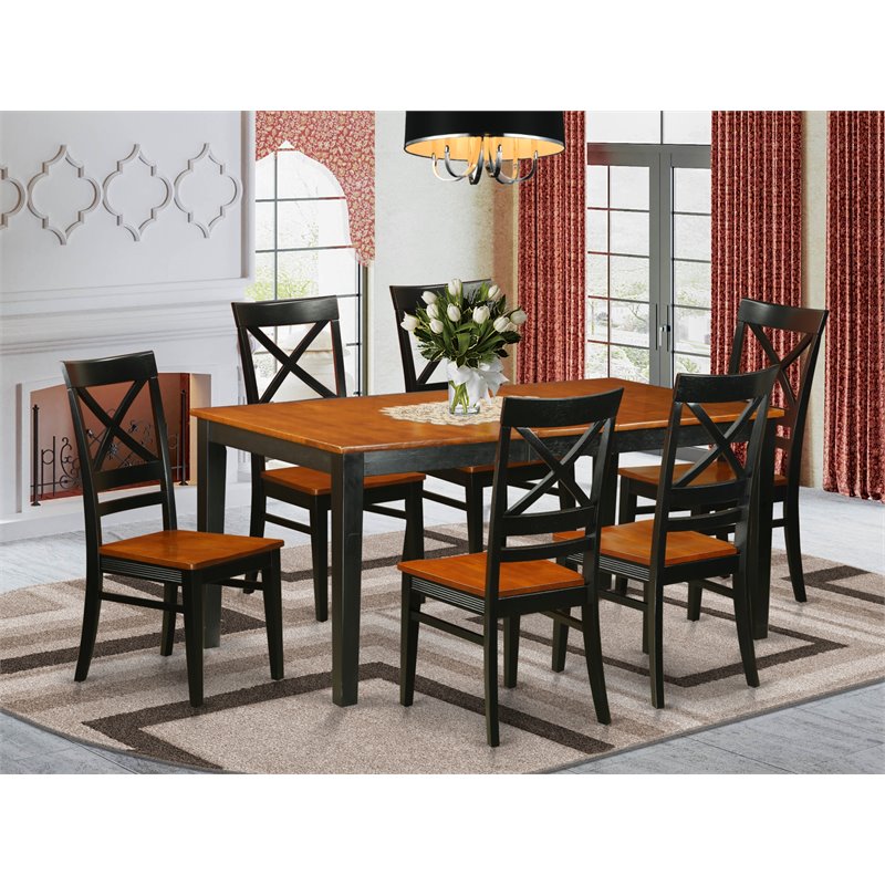 Pemberly Row 7-Piece Wood Dining Set with Self-Storing Leaf in Black/Cherry