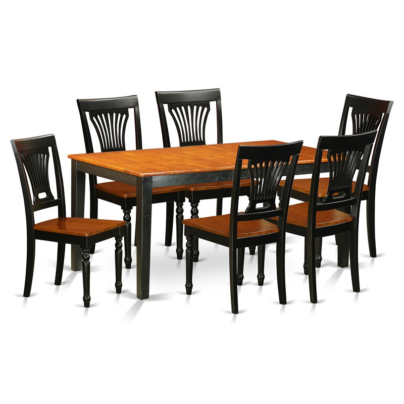 Pemberly Row 7-Piece Wood Dining Set with Extendable Leaf in Black/Cherry