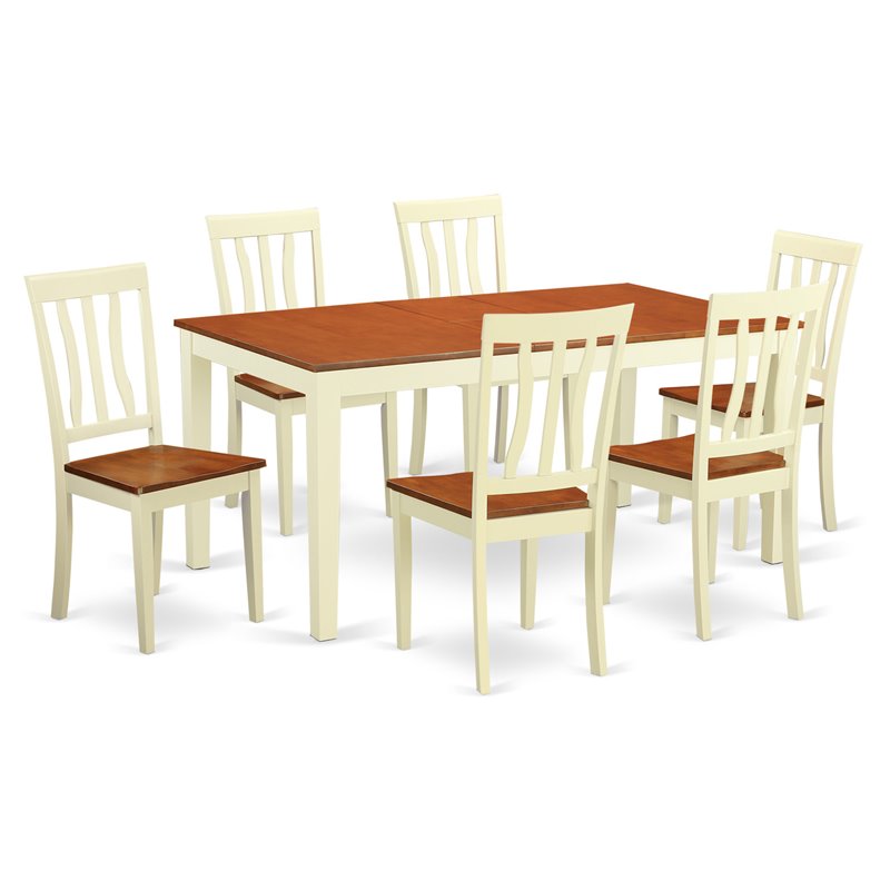 Pemberly Row 7-Piece Wood Dining Set in Buttermilk/Cherry Finish