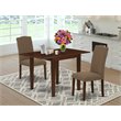 Pemberly Row 3-Piece Dining Table Set in Coffee Linen Fabric and Mahogany