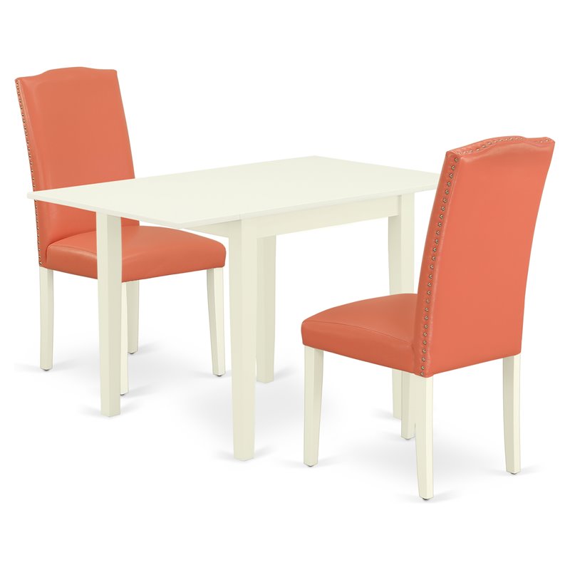 Pemberly Row 3-Piece Dining Room Set in Linen White Wood Finish
