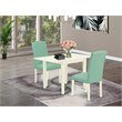 Pemberly Row 3-Piece Wood Dining Set with Pond PU Leather and Linen White