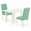 Pemberly Row 3-Piece Wood Dining Set with Pond PU Leather and Linen White