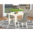 Pemberly Row 3-Piece Wood Dining Set in Linen White and Smoke Fabric