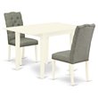 Pemberly Row 3-Piece Wood Dining Set in Linen White and Smoke Fabric
