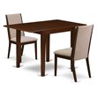 Pemberly Row 3-Piece Wood Dining Set in Mahogany and Light Tan