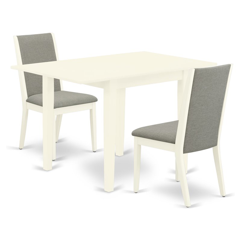 Pemberly Row 3-Piece Wood Table and Dining Chair Set in Linen White